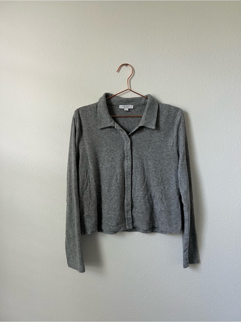 Grey Button-Up Collared Top